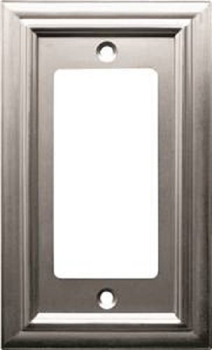 Amerelle Continental Single Rocker Cast Metal Wallplate in Satin Nickel