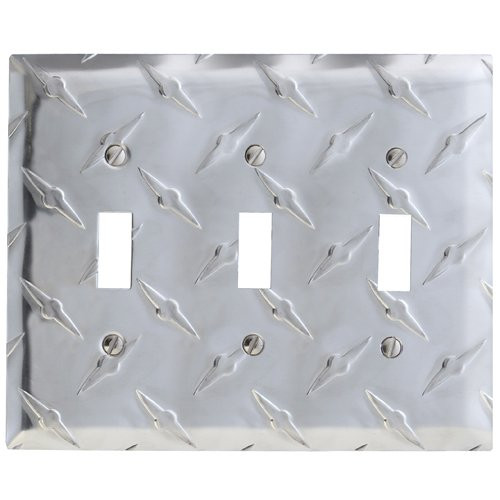 Amerelle Diamond Plate Triple Toggle Stamped Aluminum Wallplate