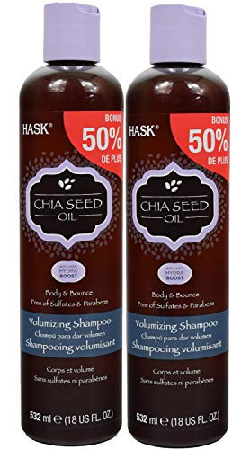 Set of 2 Hask Chia Seed Oil voluminous Shampoo  18floz Each  36floz Total  Bonus 50 More!
