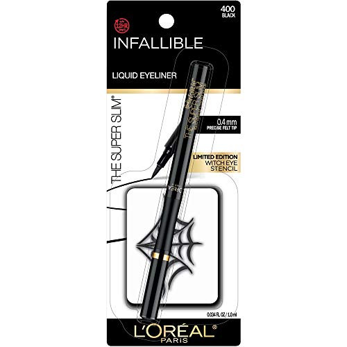 LOreal Paris Cosmetics Halloween Makeup Kit Infallible Super Slim Liquid Eyeliner With Limited Edition EasyToUse Witch Eye Stencil Black Halloween kit