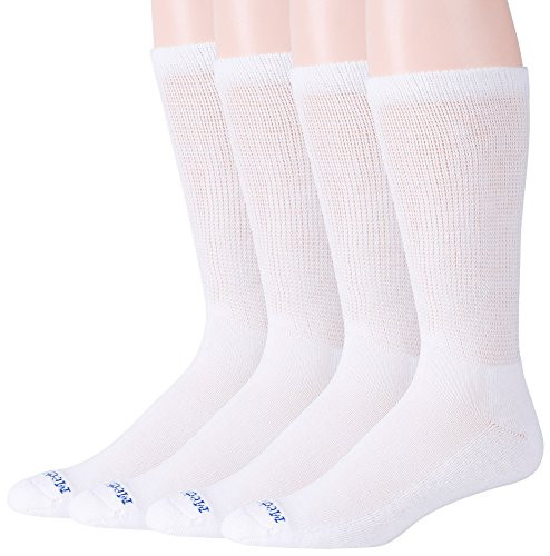 MediPEDS 8 Pair Diabetic Crew Socks with NonBinding Top White Shoe Size Men 1214
