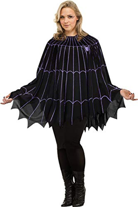 Fun World Womens Spider Web Poncho Plus Size Costume BlackPurple Multi Standard Fun World Womens Spider Web Poncho Plus Size Costume BlackPurple Multi Standard