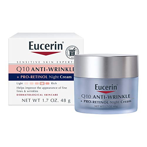 Eucerin Q10 AntiWrinkle Face Night Cream  Fragrance Free ProRetinol Moisturizes for Softer Smoother Skin as You Sleep 17 Ounce Pack of 1