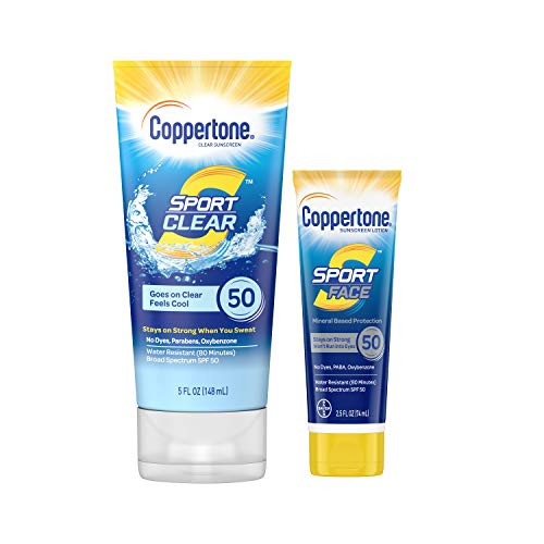 Coppertone Sport Clear SPF 50 Sunscreen Lotion 5 Oz  Sport Face SPF 50 Sunscreen Lotion 25 Oz 75 Fl Oz