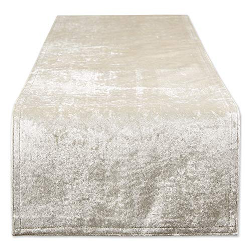 DII Velvet Collection Tabletop Table Runner 14x72 Cream