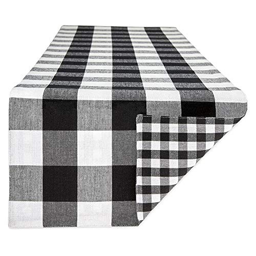 DII Gingham Check Table Top  Kitchen Collection Classic Design 100 Cotton Machine Washable for Family Dinners Special Occasions and Everyday Use Runner 14x72 BlackWhite