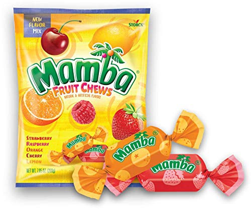Storck 1 Bag Mamba Fruit Chews Candy Assorted Flavors  Strawberry Raspberry Orange Cherry Lemon  Net Wt 705 oz