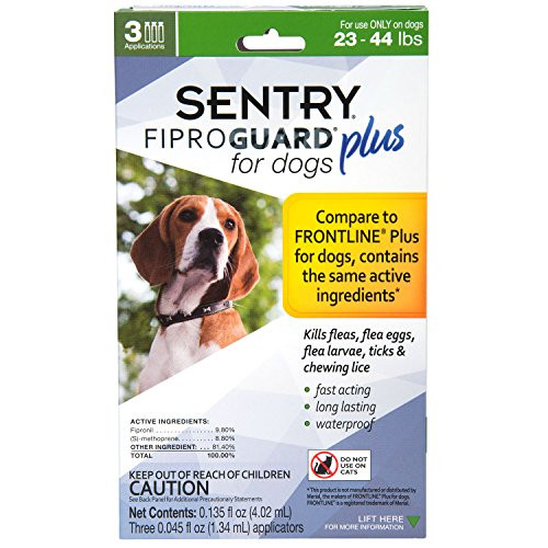 SENTRY Fiproguard Plus for Dogs Flea and Tick Prevention for Dogs 2344 Pounds Includes 3 Month Supply of Topical Flea Treatments