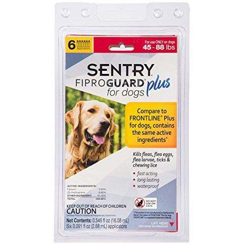 SENTRY Fiproguard Plus for Dogs Flea and Tick Prevention for Dogs 4588 Pounds Includes 6 Month Supply of Topical Flea Treatments