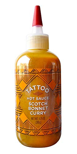 Tattoo Hot Sauce Scotch Bonnet Curry 975 Ounce Squeeze Bottle 280 Grams