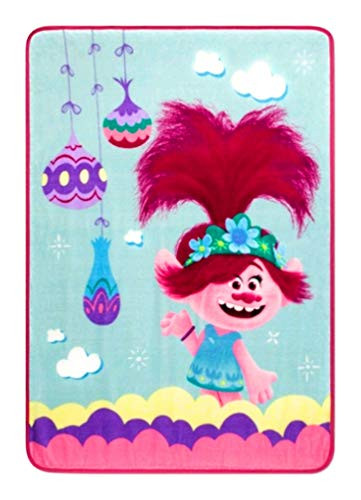 Franco Manufacturing Trolls World Tour Plush Throw  Super Soft 100 Polyester Plush Throw 46 in x 60 in  Trolls Rainbows End Plush Throw