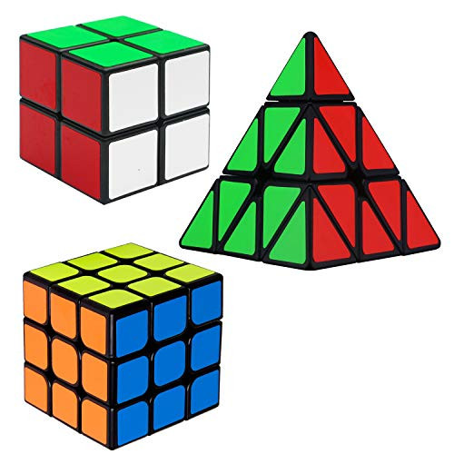 D.F.L Rubix Cube Rubix Triangle Speed Cube Set 3Pack,Magic Cube Set , Pyramid Rubix Bundle of 2x2 3x3 Moyu Pyramid ,Easy Turning and Smooth Play 3D Puzzle Cube for Kids Adults