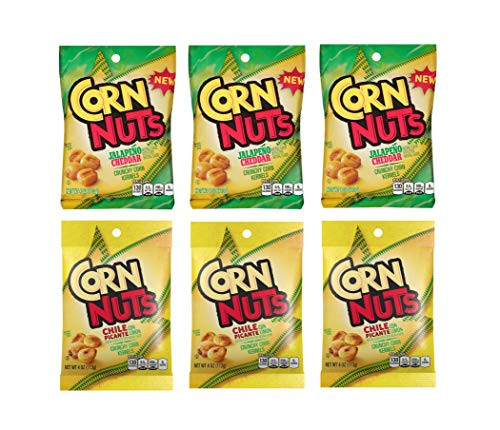 Corn Nuts Spicy Pack 4oz Size  3 of Each Flavor Chile Picante and Jalapeno Cheddar Pack of 6