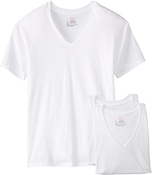 Hanes Mens 3Pack VNeck TShirt White XXXLarge Hanes Mens 3Pack VNeck TShirt White XXXLarge