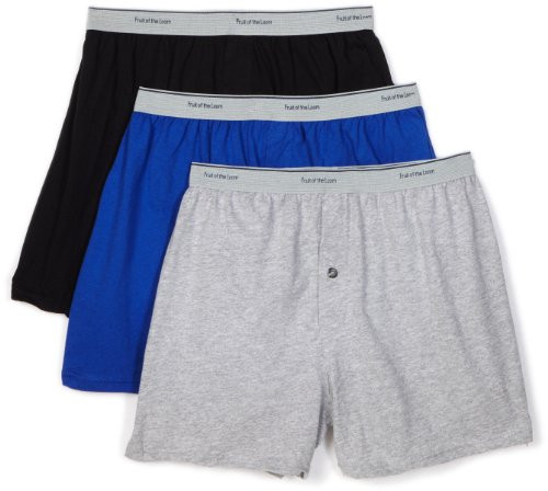 Fruit of the Loom Mens Knit Boxer With Exposed Waistband  Colors May Vary Assorted XXLargePack of 3