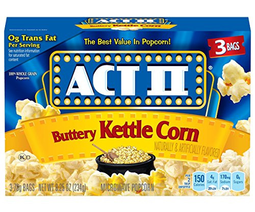 ACT II Buttery Kettle Corn Microwave Popcorn 3Count 275oz Bags Pack of 12