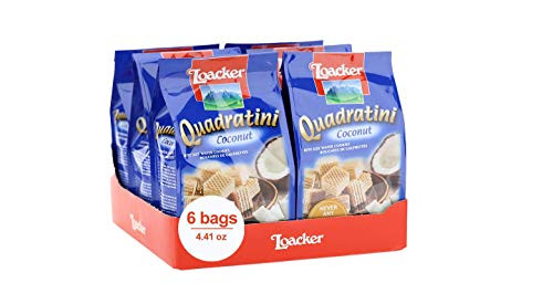 Loacker Quadratini Premium Coconut Wafer Cookies 125g441oz Pack of 6 Loacker Quadratini Premium Coconut Wafer Cookies 125g441oz Pack of 6