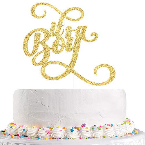 Gold Glitter Its a Boy Cake Topper for Baby Shower Baby Boy 1st 2nd 3rd Birthday Cake Topper Gender Reveal Party Decoration Supplies