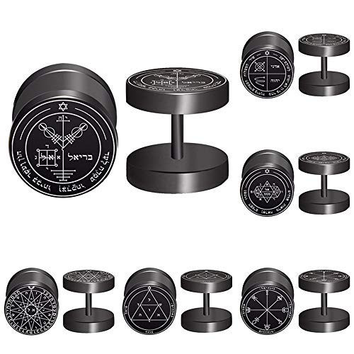 FLYUN Good Luck Celtic Knot Symbol Black Stud Earrings Men Women Faux Gauges Ear Tunnel Fashion Stainless Steel Fake Ear Plugs 6 Pairs solomon key FLYUN Good Luck Celtic Knot Symbol Black Stud Earrings Men Women Faux Gauges Ear Tunnel Fashion Stainless Steel Fake Ear Plugs 6 Pairs solomon key
