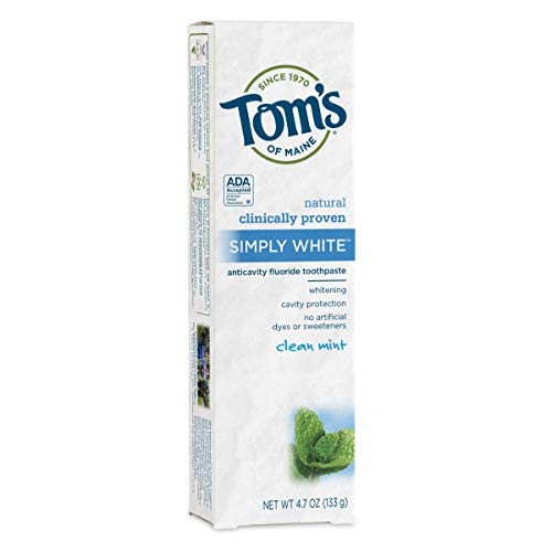 Toms of Maine Natural Simply White Fluoride Toothpaste Clean Mint 47 Ounce