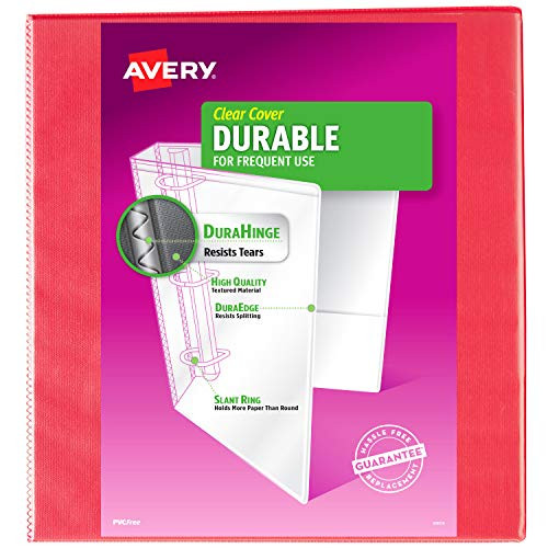 Avery Durable View 3 Ring Binder 2 Slant Rings 1 Coral Binder 17817