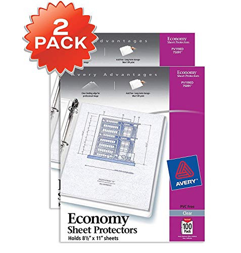 Avery Economy Clear Sheet Protectors Acid Free Letter Size 2 Boxes 100 Each 75091