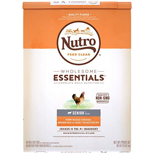 NUTRO WHOLESOME ESSENTIALS Senior Natural Dry Dog Food FarmRaised Chicken Brown Rice  Sweet Potato Recipe 30 lb Bag