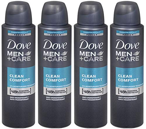 Dove Men  Care Clean Comfort Spray Deodorant  Antiperspirant 150ml  38  Ounce4 Pack Dove Men  Care Clean Comfort Spray Deodorant  Antiperspirant 150ml  38  Ounce4 Pack