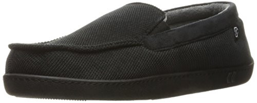 isotoner Mens Corduroy Gel Infused Memory Foam Moccasin Black XXLarge