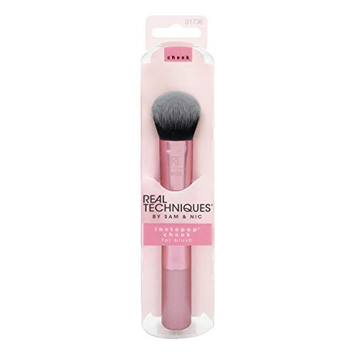 Real Techniques InstaPop Cheek Makeup Brush for Application of Loose Pigment Highlighter or Blush