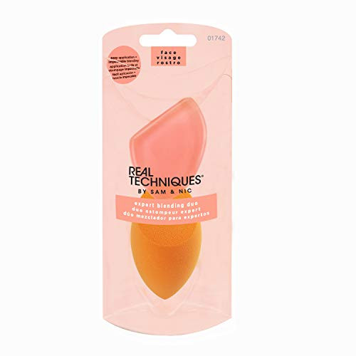 Real Techniques Expert Blendeing Duo Miracle Complexion Sponge Makeup Blender and Smooth Applicator Beauty Tool Apply  Blend Face Makeup Latex Free