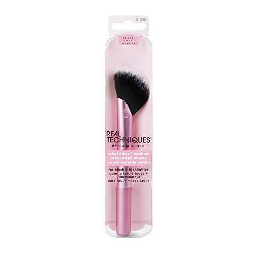 Real Techniques Rebel Edge Makeup Brush Medium Half Fan to Define and Blend For Blush and Highlighter Color May Vary