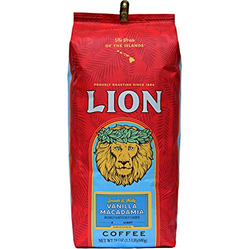 Lion Coffee Vanilla Macadamia Flavor Light Roast  Ground Coffee 24 Ounce Bag