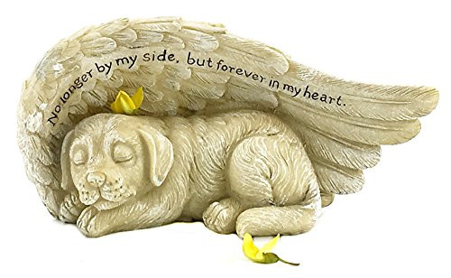 Bellaa 22830 Dog Statues Outdoor Memorial Pet Garden Statue Angel Wings 8 x 4