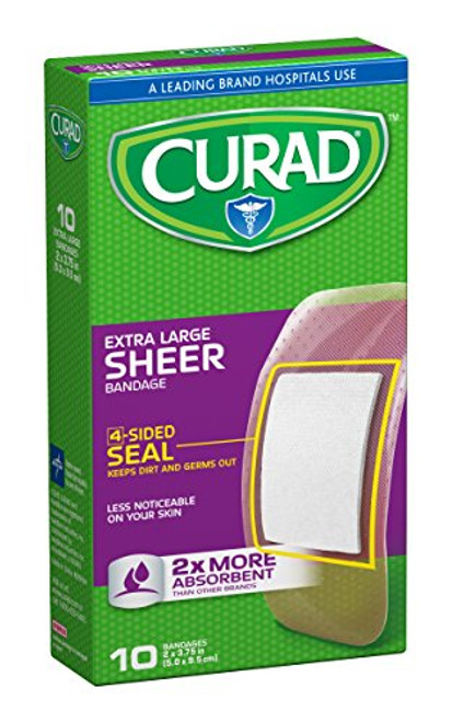 Curad Sheer 2 Inches X 3 34 Inches Bandage Pack of 4 Curad Sheer 2 Inches X 3 34 Inches Bandage Pack of 4