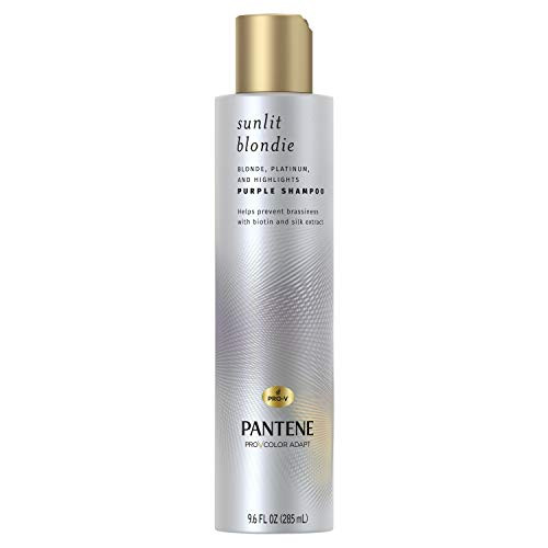 Pantene Sunlit Blondie Purple Shampoo for Color Treated Hair with Biotin and Silk Extract 96 Fl Oz