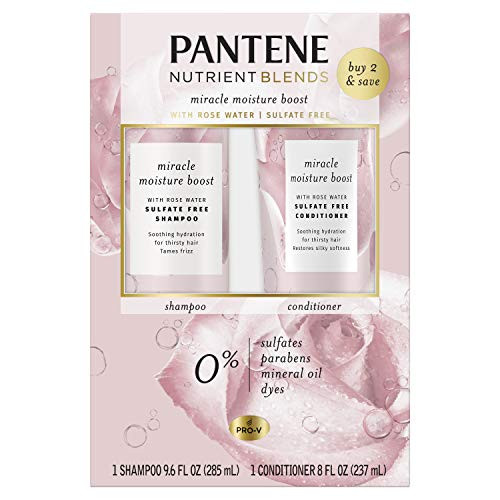 Pantene Nutrient Blends Miracle Moisture Boost Rose Water Shampoo And Conditioner Dual Pack For Dry Hair Sulfate Free Pantene Nutrient Blends Miracle Moisture Boost Rose Water Shampoo And Conditioner Dual Pack For Dry Hair Sulfate Free