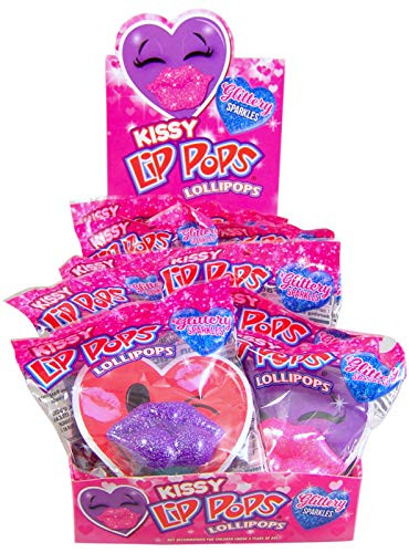 Glittery Sparkles Kissy Lip Pops Easter Basket Stuffers Assorted Flavor Lollipops Case of 12