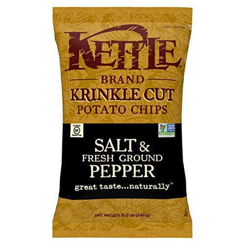 Kettle Brand Krinkle Cut Potato Chips Salt and Fresh Ground Pepper 85 Ounce