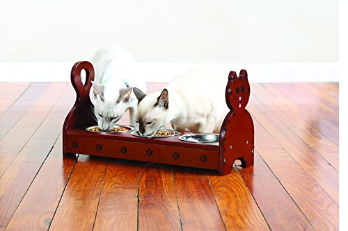 Etna Products TT Wood Multi Cat Feeder Brown