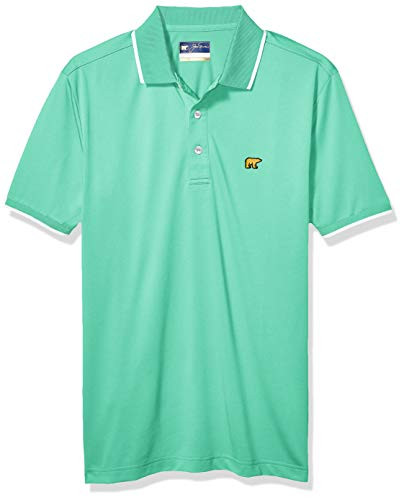 Jack Nicklaus Mens Short Sleeve Solid Polo with Rib  Cuff Tipping Bermuda S