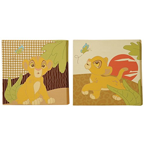 Disney Lion King Simbas Wild Adventure 2 Piece Canvas Wall Decor Brown Orange Sage Ivory