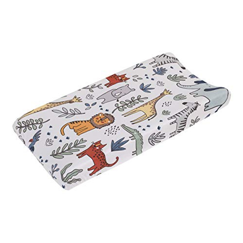 Carters Safari Party  Grey Blue Green Orange Super Soft Plush Changing Pad Cover Grey Blue Green Orange