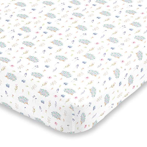NoJo Super Soft Blue Pink Green Flower Hedgehog Nursery Crib Fitted Sheet Blue Pink Green White NoJo Super Soft Blue Pink Green Flower Hedgehog Nursery Crib Fitted Sheet Blue Pink Green White