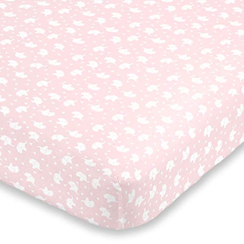 NoJo Super Soft Elephant Fitted Crib Sheet PinkWhite NoJo Super Soft Elephant Fitted Crib Sheet PinkWhite