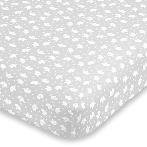 NoJo Super Soft Elephant Fitted Mini Crib Sheet GreyWhite NoJo Super Soft Elephant Fitted Mini Crib Sheet GreyWhite