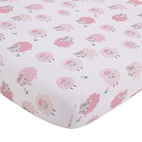 NoJo Farm Chic Little Lambs Pink Grey White Fitted Crib Sheet Pink Grey White NoJo Farm Chic Little Lambs Pink Grey White Fitted Crib Sheet Pink Grey White