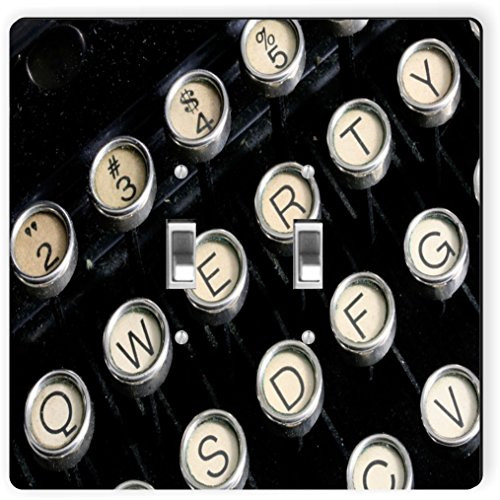 Rikki Knight 9106 Double Toggle Antique Typewriter Close-Up Design Light Switch Plate