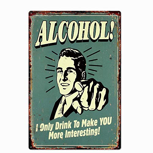 Original Vintage Design Alcohol Tin Metal Signs Wall Art Thick Tinplate Print Poster Wall Decoration for Bar Alcohol B 8x12 Inches 20x30 cm