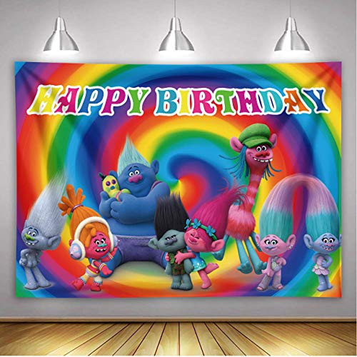 Dost Polyester Cartoon Colorful Rainbow Trolls Poppy Backdrop Baby Shower Birthday Cake Table Decoration Banner Banner 7x5FT Dost Polyester Cartoon Colorful Rainbow Trolls Poppy Backdrop Baby Shower Birthday Cake Table Decoration Banner Banner 7x5FT
